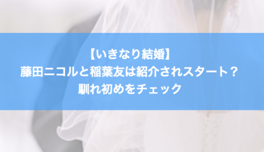 【いきなり結婚】藤田ニコルと稲葉友は紹介されスタート？馴れ初めをチェック